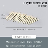 cheap Ceiling Lights-Rectangular Geometric LED Ceiling Lamp 12/15 Head Dimmable Chandelier for Bedroom Livingroom,Dimmable Flush Mount Ceiling Light,Modern Linear LED Ceiling Lights Fixture-Wave 110-240V
