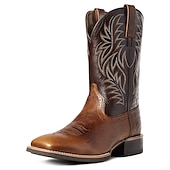 levne Cowboy &amp; Western Boots-pánské dvoubarevné westernové kovbojské boty z umělé kůže – klasický vyšívaný design, odolná konstrukce, perfektní na ježdění, outdoor a běžné nošení