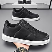 billiga Herrsneakers-Herr Sneakers Kontor / Business Vita skor Promenad Ledigt Dagligen Läder Bekväm Korta stövlar / ankelstövlar Loafers Svart Vit Vår Höst