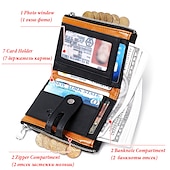 economico porta carte e custodie-Portafoglio con cerniera in pelle bovina 100% portacarte ID con blocco RFID portamonete