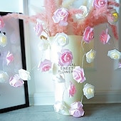 abordables Guirlandes lumineuses à piles-Guirlande lumineuse élégante de roses pour réception de mariage, guirlande lumineuse à piles 40/20/10 LED 6 m/3 m/2 m pour Noël&amp;amp;décorations de fête, décorations de mariage et de Saint-Valentin