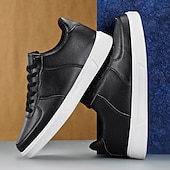 billiga Herrsneakers-Herr Sneakers Kontor / Business Vita skor Promenad Ledigt Dagligen Läder Bekväm Korta stövlar / ankelstövlar Loafers Svart Vit Vår Höst