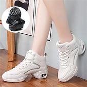 abordables Chaussures de jazz-Femme Chaussures de Jazz Baskets de Danse Danse en ligne Utilisation Entraînement Soirée Manteaux en similicuir Plus doux Professionnel Deli-pointes Talon épais Bout rond Lacet Adolescent Adulte Noir