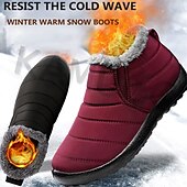 baratos Ténis de mulher-Botas de inverno impermeáveis para homens e mulheres - calçados quentes com forro de pele para atividades ao ar livre