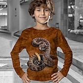 tanie 3D zwierzęta dla chłopca-Dla chłopców 3D Zwierzę T-shirt Długi rękaw Druk 3D Jesień Zima Sport Moda Moda miejska Dzieci 3-12 lat Na zewnątrz Codzienny Regularny