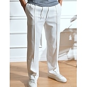 お買い得  スウェットパンツ-男性用 スウェットパンツ ジョガー ズボン ストレートレッグスウェットパンツ プリーツパンツ ドローストリング 弾性ウエスト 平織り 履き心地よい 高通気性 アウトドア 日常 お出かけ ファッション カジュアル ブラック ホワイト