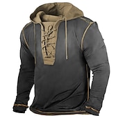 billiga bashuvtröjor för män-Herr Huvtröja Taktisk Armégrön Marinblå Grå Huva Färgblock Sport &amp; Utomhus Dagligen Helgdag Streetwear Häftig Ledigt Vår &amp; Höst Kläder Pull Tröjor Långärmad