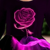 cheap 3D Flower Dress-Girls&#039; 3D Rose Dress Long Sleeve 3D Print Fall Winter Vacation Sports &amp; Outdoor Daily Cute Casual Beautiful Kids 3-12 Years Casual Dress A Line Dress Above Knee Regular Fit