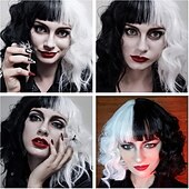 economico Parrucche dei personaggi dei film-Parrucche Cosplay Nero Bianco Ambra Ondulato Capelli Sintetici Corto Parrucche Per donna Parrucche Per la festa