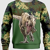 billiga Pojkens 3D-djur-Pojkar 3D Dinosaurie Kamouflage Sweatshirt &amp; Sweatpants Set Set Långärmad 3d-utskrivning Höst Vinter Aktiv Mode Häftig Barn 3-12 år Rund hals Utomhus Semester Gata Normal