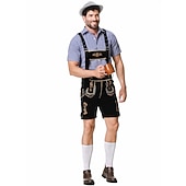 preiswerte Männer-Oktoberfest Lederhosen Hemd Bayerisch Bayerisch Deutsch Wiesn Herren Stoff im traditionellen Stil Bluse Shorts Hut