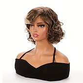 preiswerte ältere Perücke-Synthetische Perücken Lockig Gerader Pony Perücke Blond Kurz Blond Synthetische Haare Damen Weich Natürlich Verstellbar Blond
