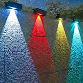 tanie Kinkiety zewnętrzne-Słoneczna lampa ścienna rgb/ciepłe oświetlenie zewnętrzna wodoodporna lampa słoneczna o wysokiej jasności kinkiet ogród podwórko ogrodzenie balkonowe garaż ganek dekoracja ścienna 1/2/4 szt
