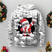 voordelige Jongens 3D Visie &amp; Geometrie-Jongens 3D Kerstman Trui met capuchon Pullover Lange mouw 3D-afdrukken Herfst Winter Modieus Streetwear Stoer Polyester Kinderen 3-12 jaar Buiten Casual Dagelijks Normale pasvorm