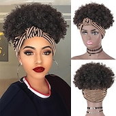 cheap Older Wigs-Afro Kinky Curly Wig Headband Wig Gray Wigs for Women Short Curly Afro Wig with Headband Attached Synthetic Gray Ombre Wig Womens Curly Real Hair Glueless Wig Gray Hair Wigs 4Inch