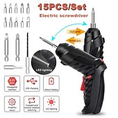 cheap Screw &amp; Nut Drivers-15PCS/Set Foldable Electric Screwdriver Repairing Tools Screw Tightening USB Charging With LED Lighting For Maintenance Installation