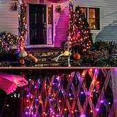 abordables Halloween en Plein Air-Guirlande lumineuse Halloween violet orange 8 fonctions intérieure et extérieure guirlande lumineuse décorative Halloween prise de sécurité basse tension 10 mètres 100 lumières 20 mètres 200 lumières