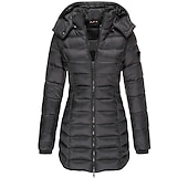 billiga Dunjackor-Dam Sportig pufferjacka Vindjacka Vinter Utomhus Isolerad Håller värmen Vattentät Vindtät Ytterkläder Vindjackor Överdelar Fullängd synlig dragkedja Fiske Klättring Camping / vandring / grottforskning