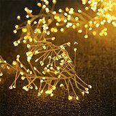 رخيصةأون يعمل بالبطاريات-أضواء سلسلة الألعاب النارية LED لعيد الميلاد 3m 100leds 6m 200leds 8 أوضاع إضاءة تعمل بالبطارية LED سلك نحاسي ضوء لشجرة عيد الميلاد وحفلات الزفاف وديكور المنزل