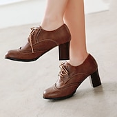 abordables Zapatos Oxford de mujer-Tacones Oxford marrones vintage para mujer: perfectos para la oficina y eventos formales, con detalles brogue y un cómodo tacón medio.