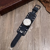 Недорогие Кварцевые часы-A3850 панковые винтажные наручные часы с крупным циферблатом ручная кожаная бижутерия мужская кожаная браслет