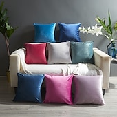 tanie Trendy poduszkowe-dekoracyjne poduszki do rzucania aksamitna rzuć poszewka na poduszkę jednokolorowe do sypialni salon sofa kanapa krzesło różowy niebieski szałwia zielony fioletowy żółty spalony pomarańczowy