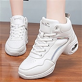 abordables Chaussures de jazz-Femme Chaussures de Jazz Baskets de Danse Danse en ligne Utilisation Entraînement Soirée Manteaux en similicuir Plus doux Professionnel Deli-pointes Talon épais Bout rond Lacet Adolescent Adulte Noir