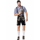 preiswerte Männer-Oktoberfest Lederhosen Hemd Bayerisch Bayerisch Deutsch Wiesn Herren Stoff im traditionellen Stil Bluse Shorts Hut