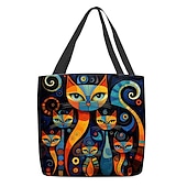 economico Borsette e borse tote-borsa tote da donna con stampa di gatti colorati, design artistico con grande capacità, perfetta per l&#039;uso quotidiano o per lo shopping