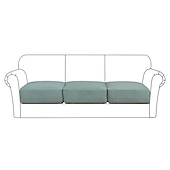abordables Housse de fauteuil et d&#039;accoudoir de canapé-canapé extensible housse de coussin housse élastique canapé fauteuil causeuse 4 ou 3 places gris uni solide doux durable lavable