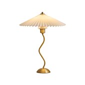 economico lampada da comodino-lampade da tavolo, paralume in tessuto plissettato, lampada da scrivania a led, lampade da comodino retrò a forma di ombrello, luce notturna dimmerabile a 3 vie con base in metallo, per camera da