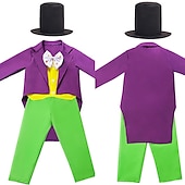 cheap Boys&#039; Costumes-Charlie and the Chocolate Factory Charlie Willy Wonka Cosplay Costume Halloween Group Family Costumes Kid&#039;s Boys Cosplay Halloween Halloween Carnival Masquerade Easy Carnival Costume