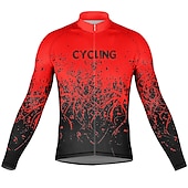 voordelige Heren shirts-Voor heren Wielrenshirt Lange mouw Fietsen Kleding Bovenlichaam met 3 achterzakken Bergracen Wegwielrennen Ademend Sneldrogend Vochtregelerend Reflecterende strips Geel Rood Oranje Grafisch Polyester