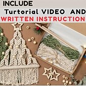 abordables Figuras coleccionables-Árbol de Navidad diy de macramé, kit de bricolaje de árbol de Navidad tejido de 2 piezas, kit de regalo de manualidades navideñas adecuado para regalo de familiares y amigos