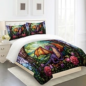 voordelige Dekbedovertreksets-2pcs/3pcs retro retro abstract vuurdraakpatroon bedset dekbedovertrek lichtgewicht en zacht geschikt voor volwassenen en kinderen groot bed klein bedset