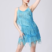 abordables Vestidos de Práctica-Baile Latino Vestido Borla Color Puro Corte Mujer Rendimiento Entrenamiento Sin Mangas Cintura Alta Poliéster