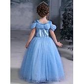 economico Costumi per bambine-Regina delle nevi Gelido Principessa Elsa Abito da damigella Costume per festa a tema Abiti in tulle Cosplay for Ragazze Bambini Natale Carnevale Mascherata Matrimonio Ospite di nozze