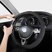 preiswerte Lenkradbezüge-Starfire-Wildlederbezug für alle Jahreszeiten, ultradünner, rutschfester, runder, atmungsaktiver Auto-Lenkradbezug