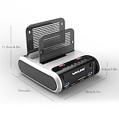 economico Periferiche per computer-Docking station per disco rigido esterno dual bay da USB 3.0 a SATA per 2.5 &amp; HDD/SSD SATA i/ii/iii da 3,5 con clone offline e lettore di schede hub a ricarica rapida che supporta uasp &amp; fino a 2 x 10