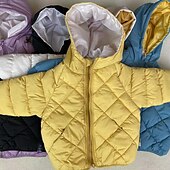 billige Jente dun- og pufferjakke-Barn Jente Pufferjakke Helfarge Aktiv Lomme Skole Frakk Yttertøy 3-7 år Vår Sjø blå Peanut Red off white