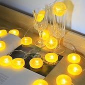 abordables Guirlandes lumineuses à piles-Guirlande lumineuse élégante de 3 mètres avec 20 tranches de citron pour réception de mariage, décoration de jardin, cour de mariage, intérieur et extérieur