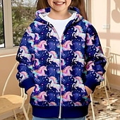 abordables Dessins animés 3D de fille-Fille 3D Licorne Sweat à capuche Manteau Pardessus manche longue 3D effet Automne Hiver Actif Mode Le style mignon Enfants 3-12 ans Extérieur Casual du quotidien Standard