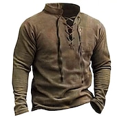tanie Podstawowe bluzy-Męskie Bluza dresowa Zjechać na pobocze Taktyczna Zieleń wojskowa Granatowy Brązowy Szary Stójka Sport Wiązanie Wyjściowe Streetwear Zabytkowe Moda miejska Codzienny Jesień Zima Odzież Bluzy z