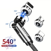 preiswerte Handy-Kabel-Essager magnetisches Ladekabel 540 rotierendes magnetisches Telefonladegerät Nylon geflochtenes magnetisches USB-Kabel für Telefon Samsung Xiaomi Schnellladekabel Telefondatenkabel 3 in1