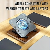 cheap Stands &amp; Cooling Pads-Laptop Stand With Cooling Fan Foldable Laptop Radiator And Holder Cooling Pad Bracket With Silent Fan For Macbook Tablet Notebook Stand Table For Laptop Accessories