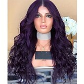 cheap Party Wigs-Synthetic Wig Curly Middle Part Wig Long Purple Synthetic Hair Women&#039;s Fashionable Design Cosplay Soft Purple Halloween Wigs