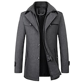 preiswerte Herren-Blazer &amp; -Anzüge-Herren Wintermantel Wollmantel Trenchcoat Outdoor Freizeitskleidung Herbst Winter Wollen warm Windbreaker Oberbekleidung Bekleidung Modisch Strassenmode Glatt Tasche Kargen Einreihiger Verschluss