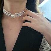 billige Halskjeder og anheng-1 stk Choker Halskjede Halskjede For Dame Bryllup Fest &amp; Aften Gave Legering Perler Dyrebar