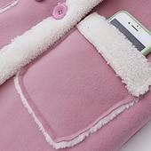 billiga Flickors trenchcoats-Barn Flickor Vinterkappa Sherpajacka Vinterjacka för barn Mode Knappar Prestanda Bomull Täcka Ytterkläder 4-12 år Vår Rodnande Rosa Blå