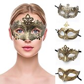 billige Maske-Karnevalsmaske Venetiansk maske Columbina Halvt ansikt Fest Halloween Maskerade Karneval Mardi Gras Enkelt karnevalskostyme